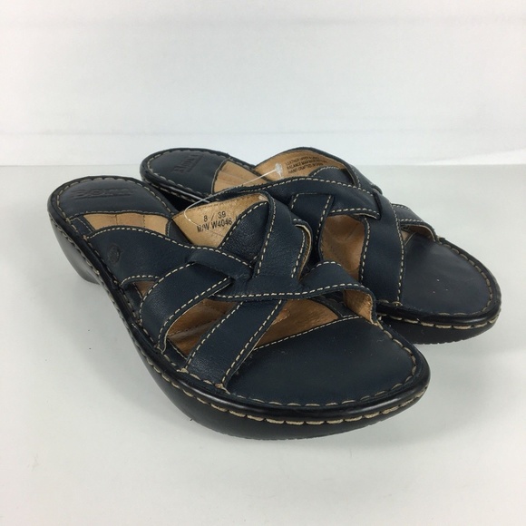 Born Shoes - Born Slide Sandal Women Size 8 Blue Leather Shoes